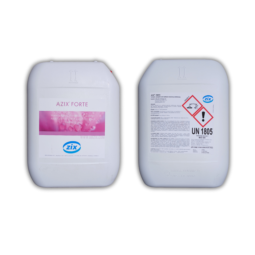 AZIX FORTE tartósító, savanyító és pH csökkentő takarmány adalékanyag valamennyi állatfajra